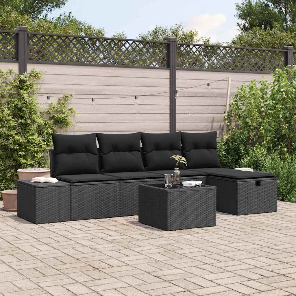 vidaXL Tuinbank Set met kussen 5 pcs poly rattan