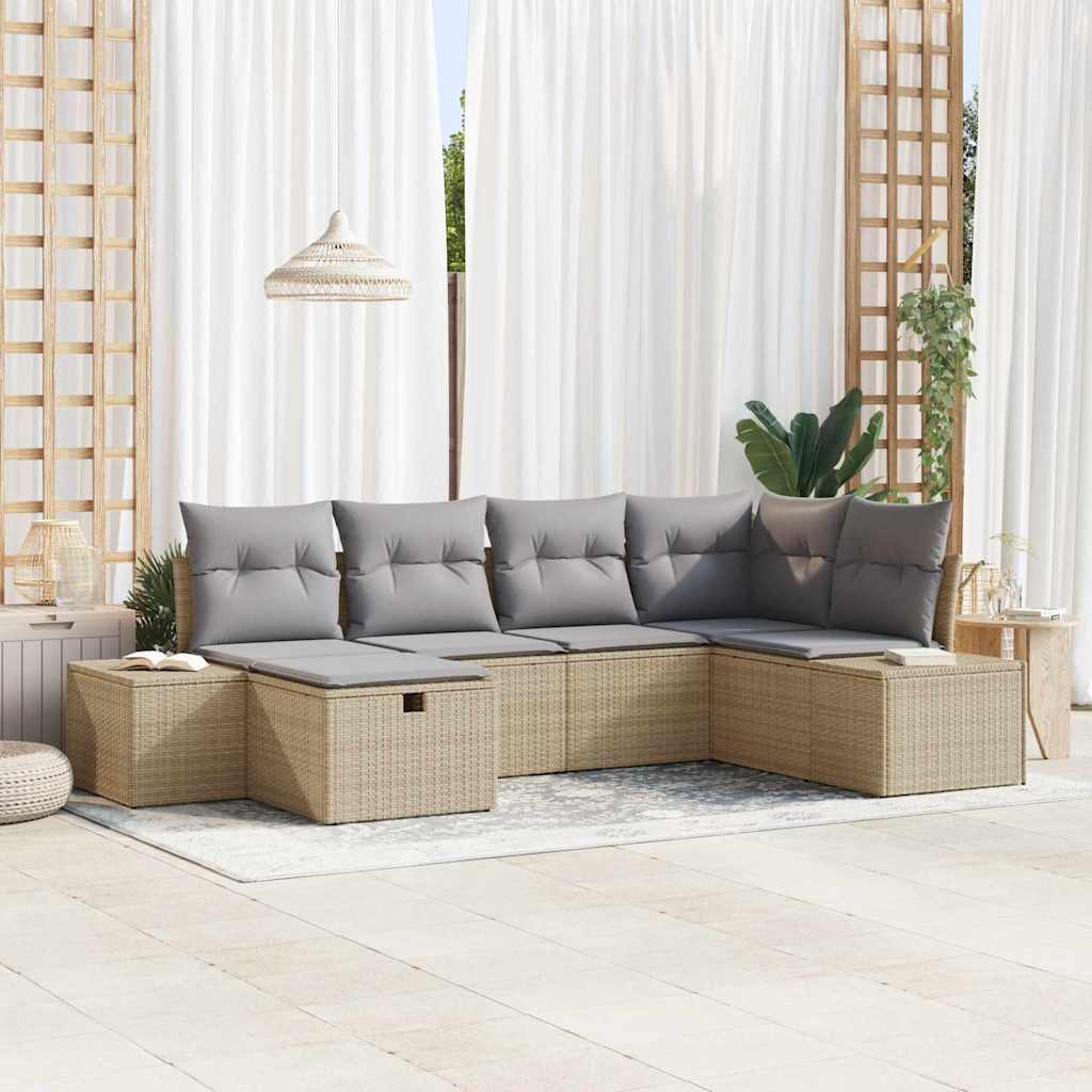 vidaXL Garden Sofa Set with cushions 6 pcs Black poly rattan