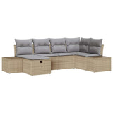 vidaXL Garden Sofa Set with cushions 6 pcs Black poly rattan