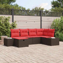 vidaXL Tuinbank Set met kussen 6 pcs Bruin poly rattan