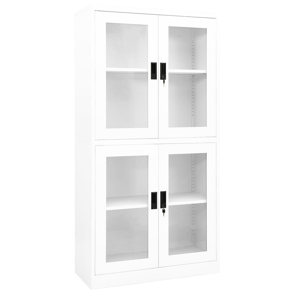 vidaXL Kantoorkast 90x40x180 cm staal en gehard glas wit