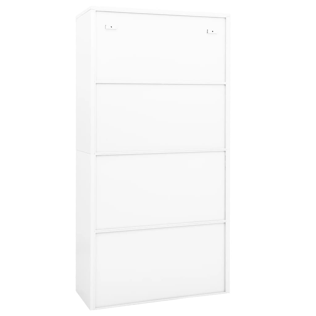 vidaXL Kantoorkast 90x40x180 cm staal en gehard glas wit