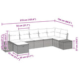vidaXL Tuinbank Set met kussen 7 pcs Zwart poly rattan