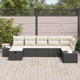 vidaXL Tuinbank Set met kussen 7 pcs Zwart poly rattan