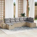 vidaXL Tuinbank Set met kussen 7 pcs Zwart poly rattan