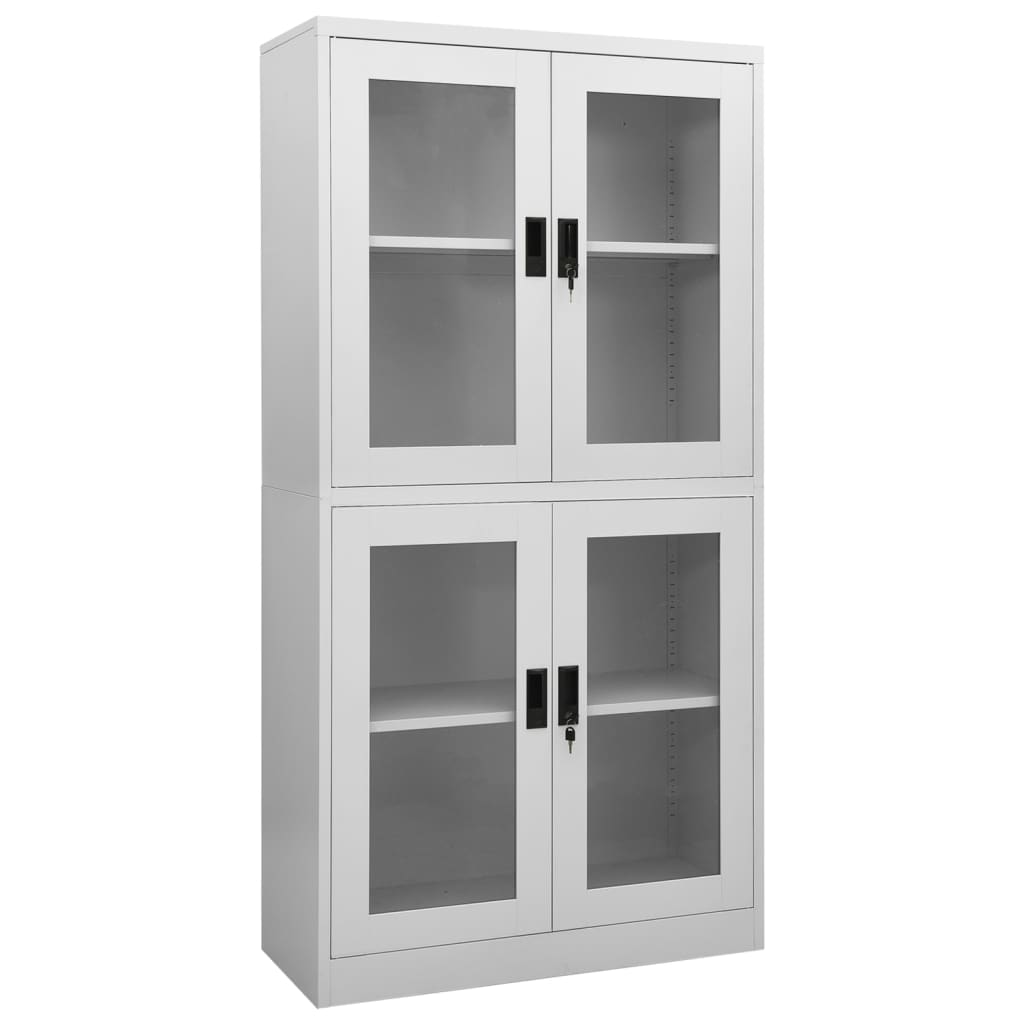 vidaXL Kantoorkast 90x40x180 cm staal en gehard glas wit