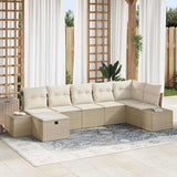 vidaXL Tuinbank Set met kussen 7 pcs Zwart poly rattan