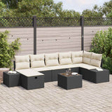 vidaXL Tuinbank Set met kussen 7 pcs Zwart poly rattan
