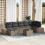 vidaXL Tuinbank Set met kussen 7 pcs Zwart poly rattan