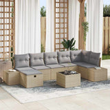 vidaXL Tuinbank Set met kussen 7 pcs Zwart poly rattan