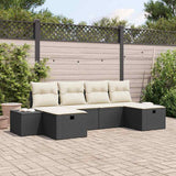 vidaXL Tuinbank Set met kussen 6 pcs Zwart poly rattan