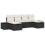 vidaXL Tuinbank Set met kussen 6 pcs Zwart poly rattan