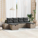 vidaXL Tuinbank Set met kussen 6 pcs Zwart poly rattan