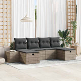 vidaXL Tuinbank Set met kussen 6 pcs Zwart poly rattan