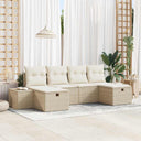 vidaXL Tuinbank Set met kussen 6 pcs Zwart poly rattan