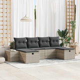 vidaXL Tuinbank Set met kussen 6 pcs Zwart poly rattan