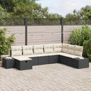 vidaXL Tuinbank Set met kussen 8 pcs Zwart poly rattan