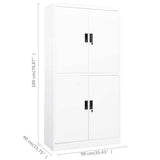 vidaXL Kantoorkast 90x40x180 cm staal wit