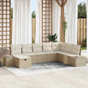 vidaXL Tuinbank Set met kussen 8 pcs Zwart poly rattan