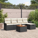 vidaXL Tuinbank Set met kussen met opslag 6 pcs Zwart poly rattan