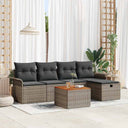 vidaXL Tuinbank Set met kussen met opslag 6 pcs Zwart poly rattan