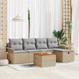 vidaXL Tuinbank Set met kussen met opslag 6 pcs Zwart poly rattan