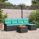 vidaXL Tuinbank Set met kussen met opslag 6 pcs Grijs poly rattan