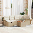 vidaXL Tuinbank Set met kussen met opslag 7 pcs Zwart poly rattan