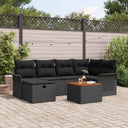 vidaXL Tuinbank Set met kussen met opslag 7 pcs Zwart poly rattan
