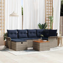 vidaXL Garden Sofa Set with Cushion and Storage 7 pcs Grey Poly Rattan