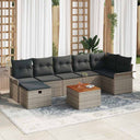 vidaXL Tuinbank Set met kussen met opslag 8 pcs Zwart poly rattan