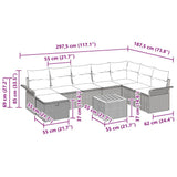 vidaXL Tuinbank Set met kussen met opslag 9 pcs Zwart poly rattan