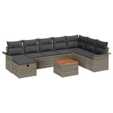 vidaXL Tuinbank Set met kussen met opslag 9 pcs Zwart poly rattan