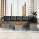 vidaXL Tuinbank Set met kussen met opslag 9 pcs Zwart poly rattan