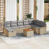 vidaXL Tuinbank Set met kussen met opslag 9 pcs Zwart poly rattan