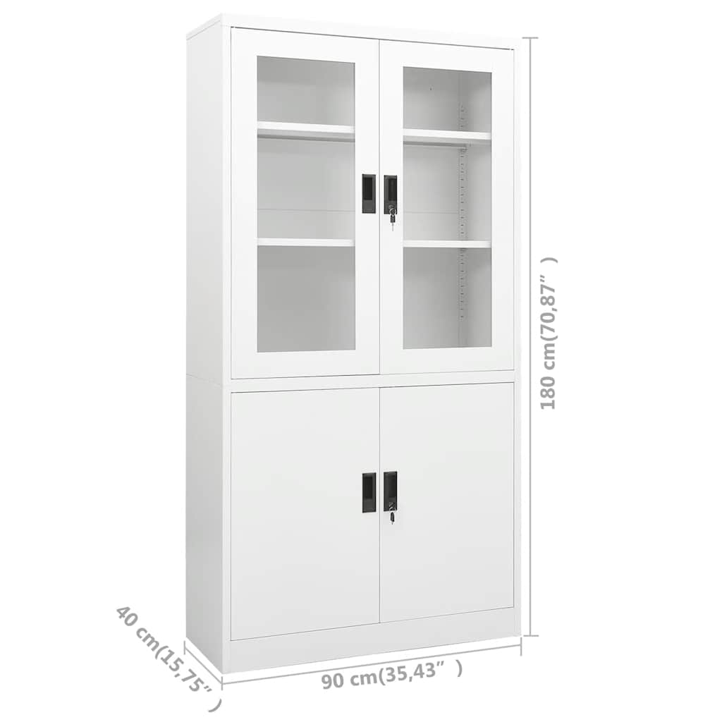 vidaXL Kantoorkast 90x40x180 cm staal wit