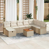 vidaXL Tuinbank Set met kussen met opslag 9 pcs Zwart poly rattan