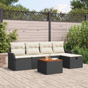 vidaXL Tuinbank Set met kussen met opslag 6 pcs Zwart poly rattan