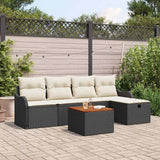 vidaXL Tuinbank Set met kussen met opslag 6 pcs Zwart poly rattan