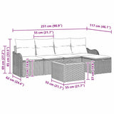 vidaXL Tuinbank Set met kussen met opslag 6 pcs Zwart poly rattan