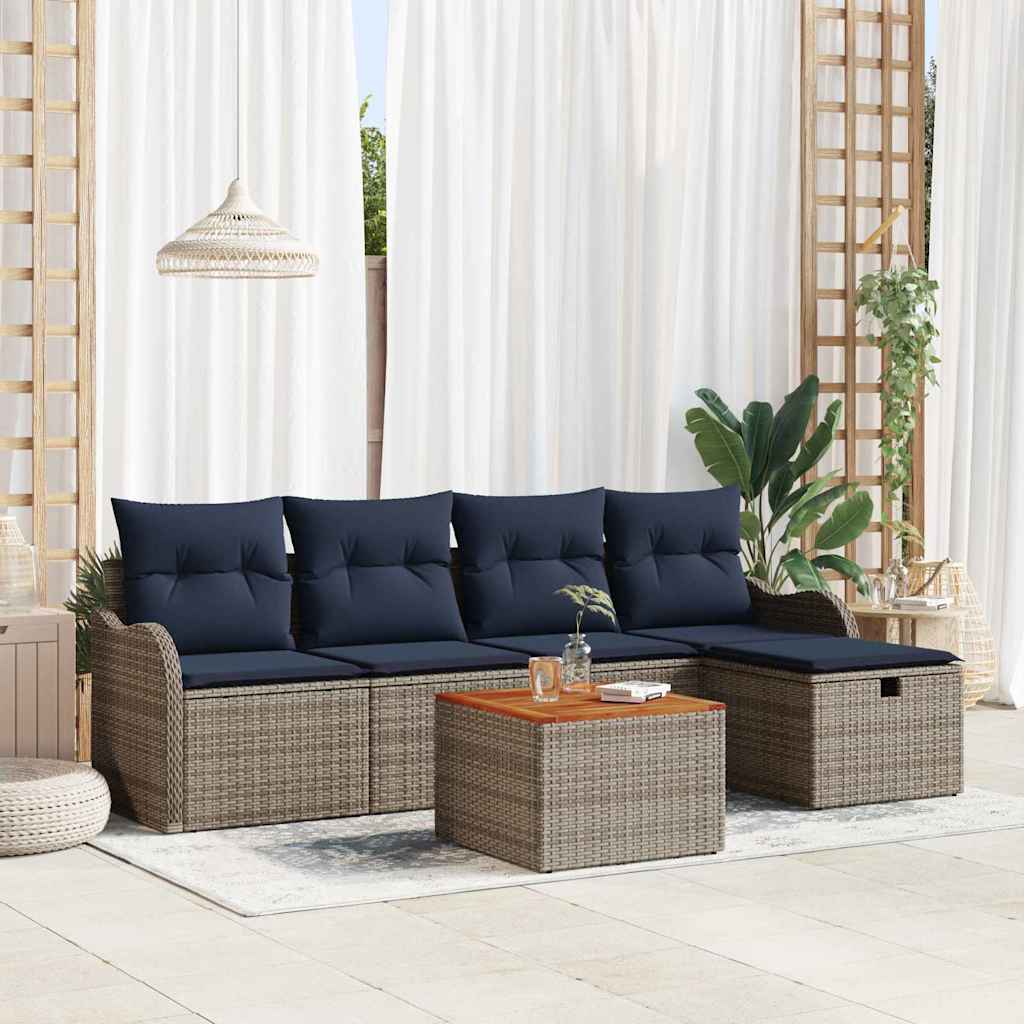 vidaXL Tuinbank Set 6 st Grijs poly rattan