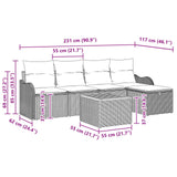 vidaXL Tuinbank Set 6 st Grijs poly rattan