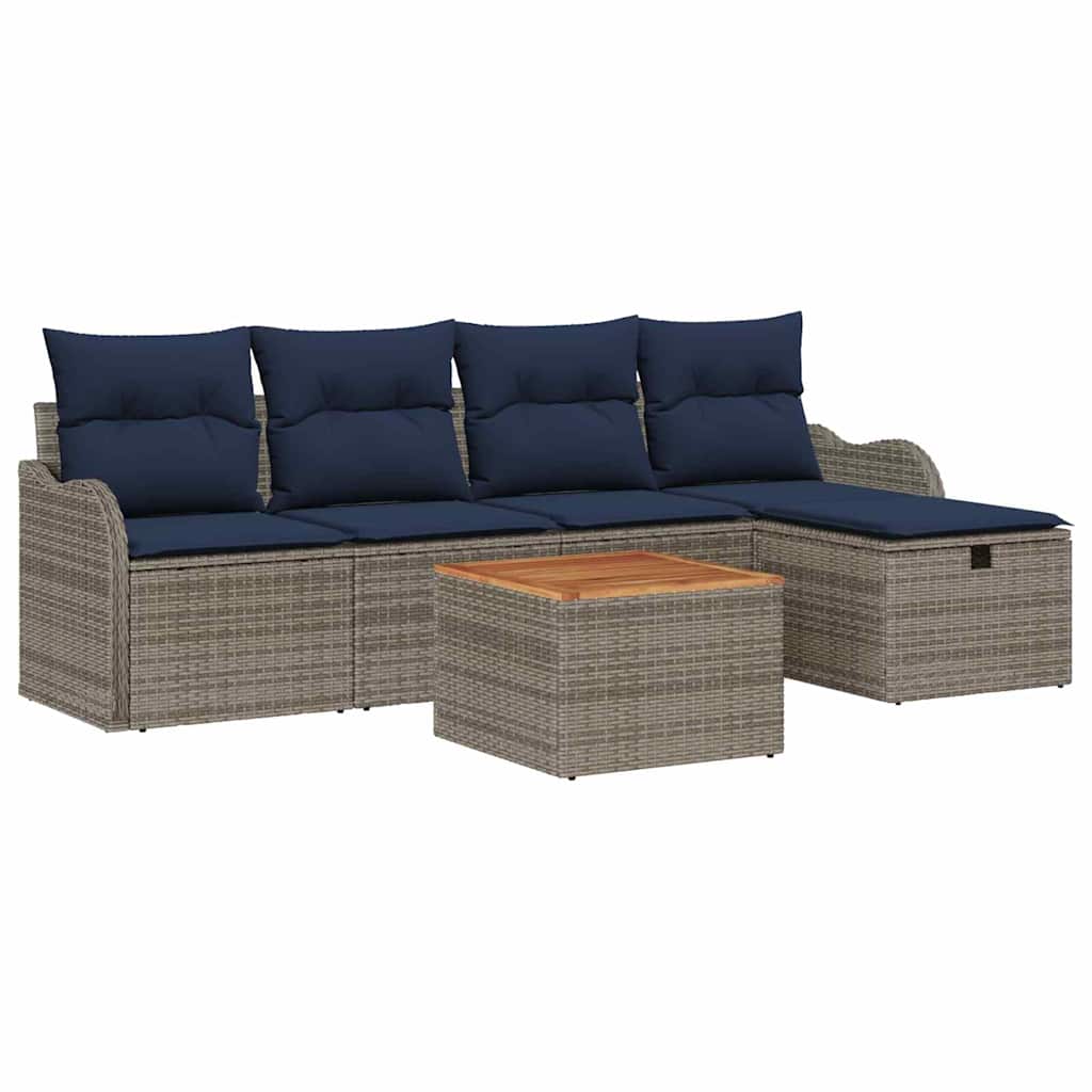 vidaXL Tuinbank Set 6 st Grijs poly rattan