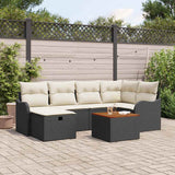 vidaXL Tuinbank Set met kussen met opslag 7 pcs Zwart poly rattan