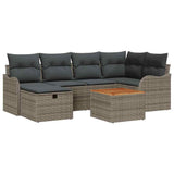 vidaXL Tuinbank Set met kussen met opslag 7 pcs Zwart poly rattan