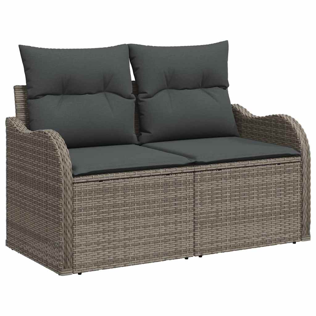 vidaXL Tuinbank Set met kussen met opslag 7 pcs Zwart poly rattan