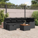 vidaXL Tuinbank Set met kussen met opslag 7 pcs Zwart poly rattan