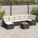 vidaXL Tuinbank Set met kussen met opslag 8 pcs Zwart poly rattan