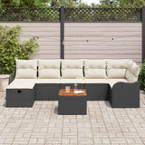 vidaXL Tuinbank Set met kussen met opslag 8 pcs Zwart poly rattan