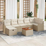 vidaXL Tuinbank Set met kussen met opslag 8 pcs Zwart poly rattan